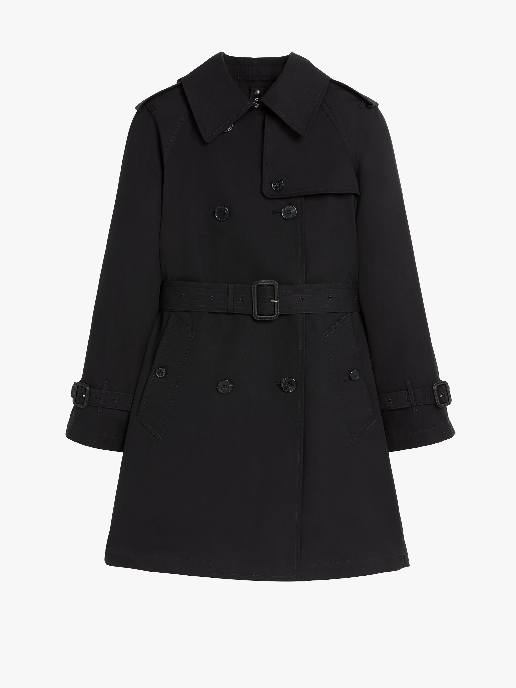 MUIE BLACK COTTON SHORT TRENCH COAT - 1