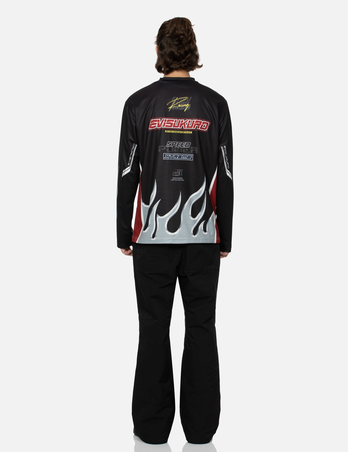 Seagull Embroidery and Multi-Pocket Regular Fit Bell Bottoms Pants - 6