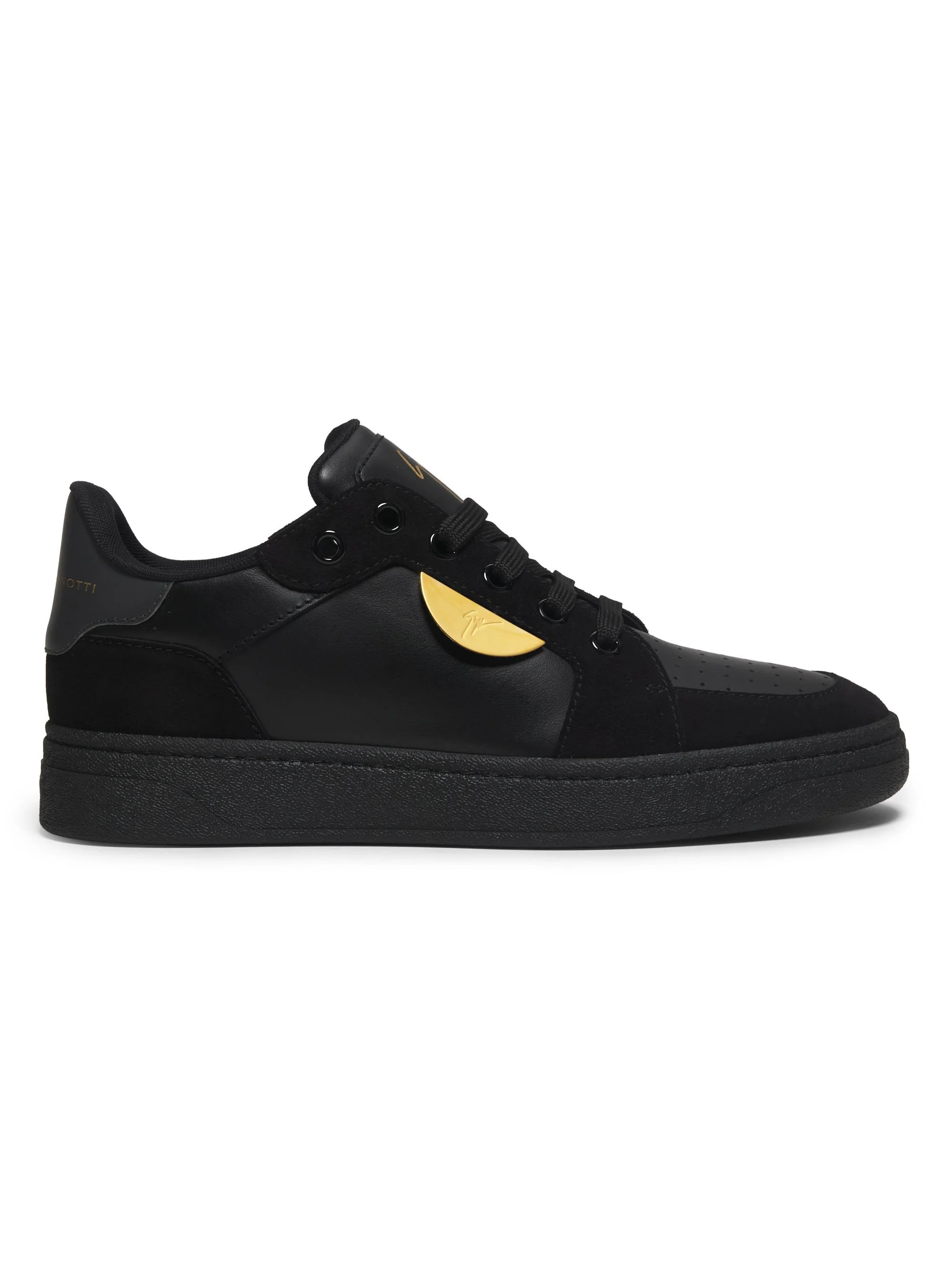 Men's Leather & Suede Low-Top Sneakers - Velvet Black - 1