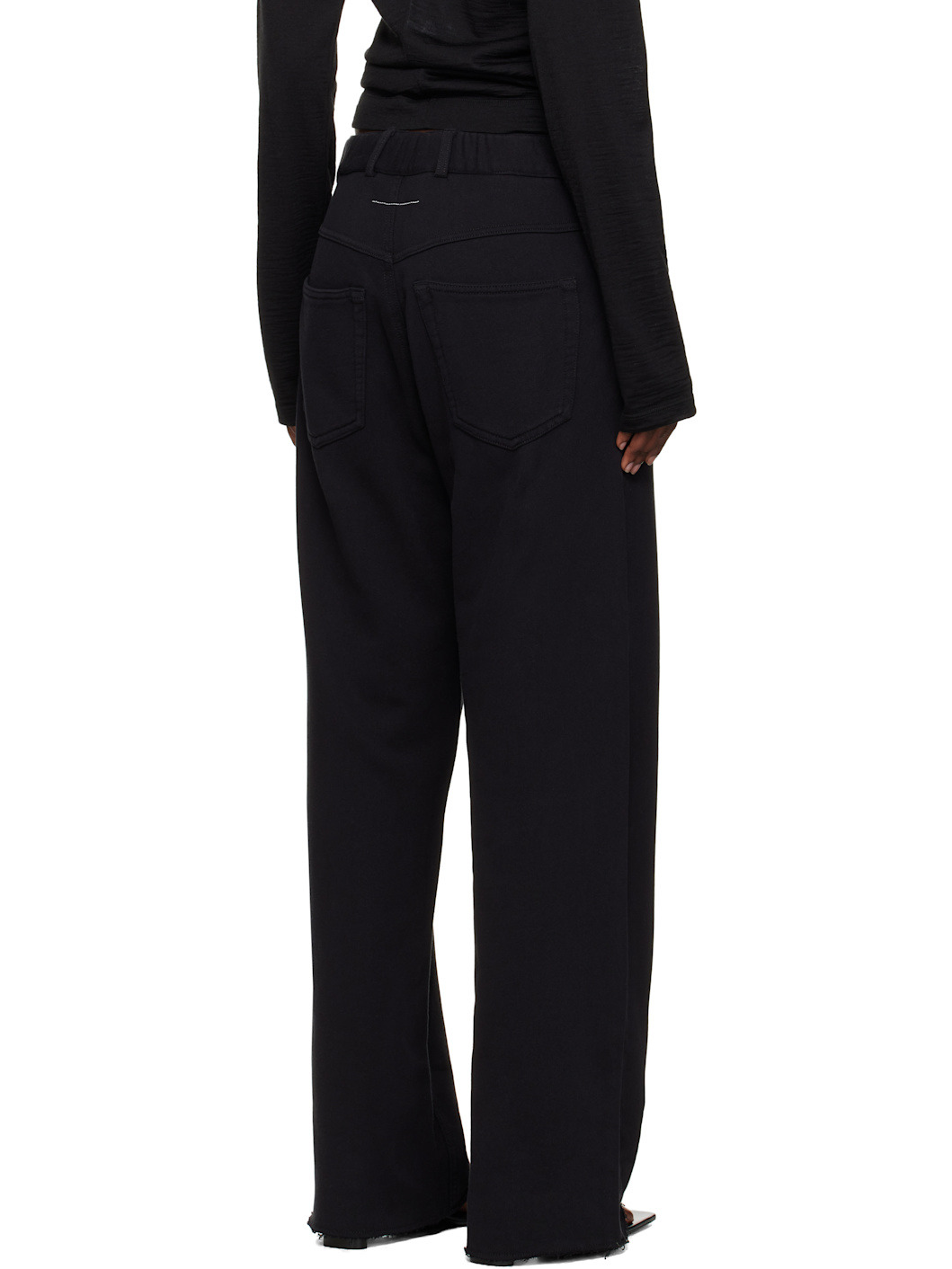 Black Brushed Sweat Jersey Trousers - 3