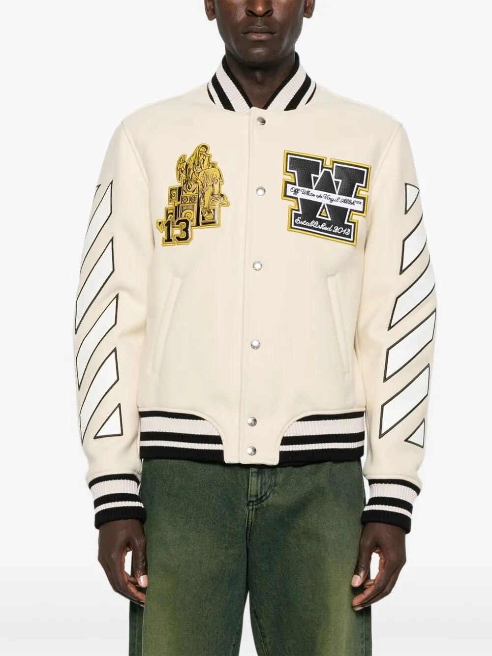 Off White Men `Lion` Wool `Reg` Varsity Jacket - 5