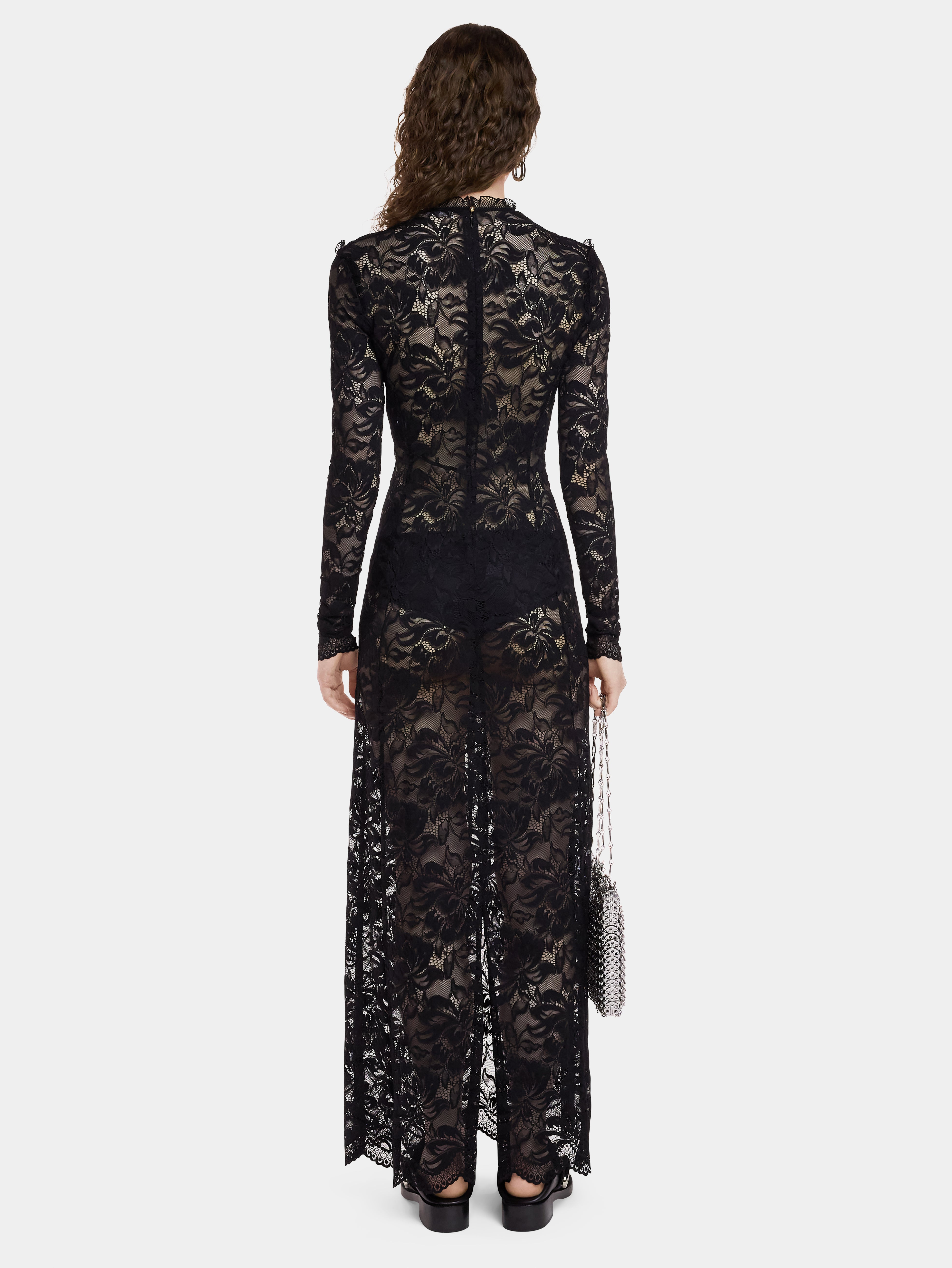 BLACK LONG DRESS IN LACE - 6