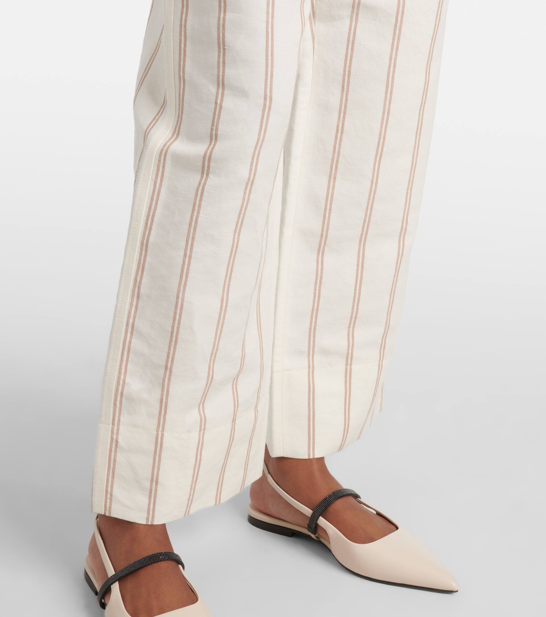 Monili striped linen and cotton chinos - 6