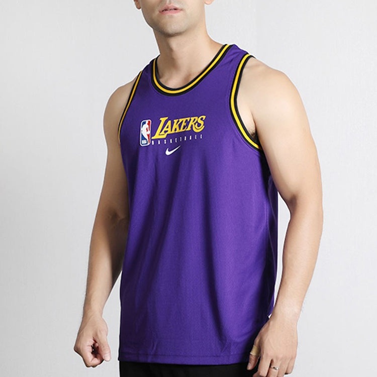 Nike NBA DRI-FIT Los Angeles Lakers Sports Basketball Jersey/Vest Purple BQ9344-504 - 3