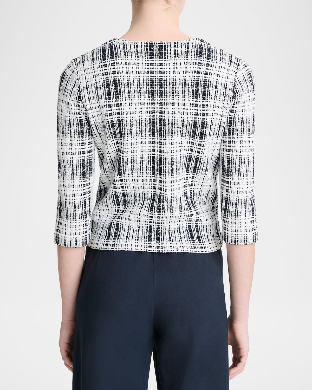 Plaid Elbow-Sleeve Top - 3