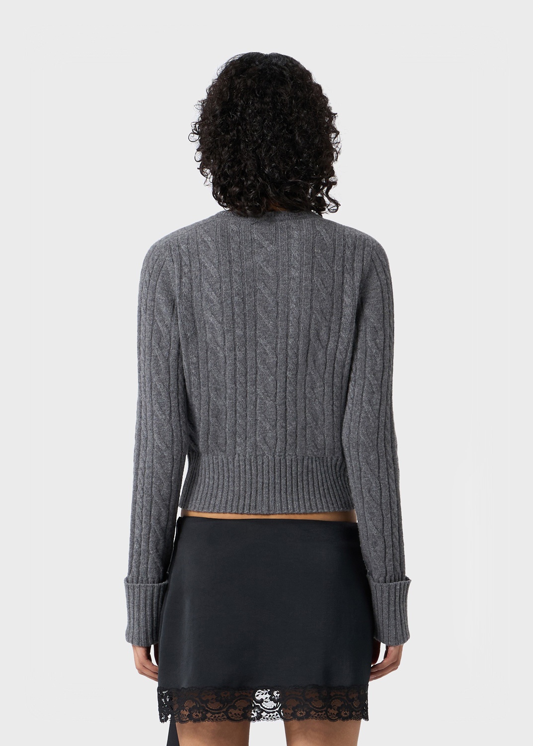 CARDIGAN IN RIBBED CASHMERE AND WOOL WITH TORCHON DETAILING - 4