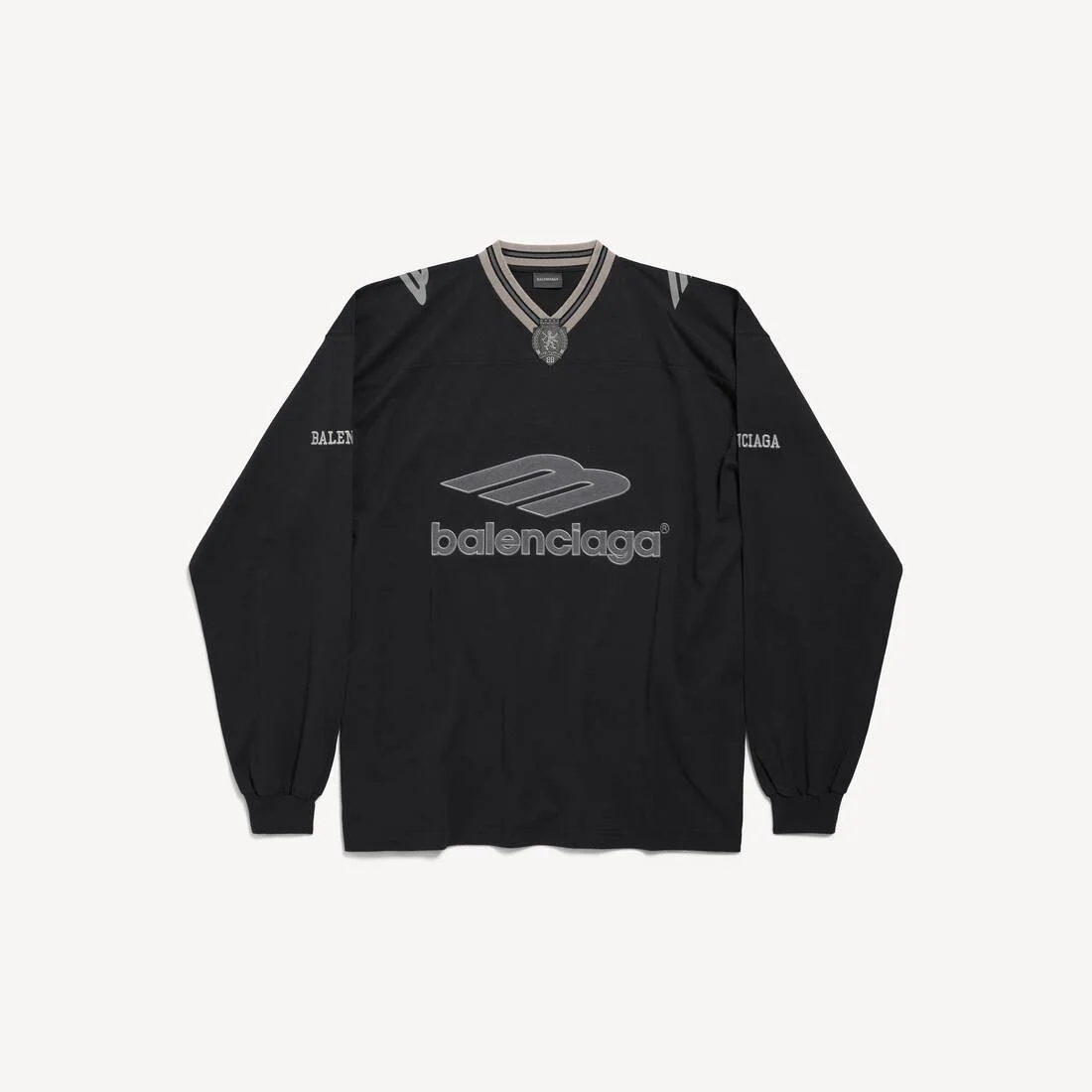 Men's 3b Football Long Sleeve V-neck T-shirt in Black/anthracite - 1