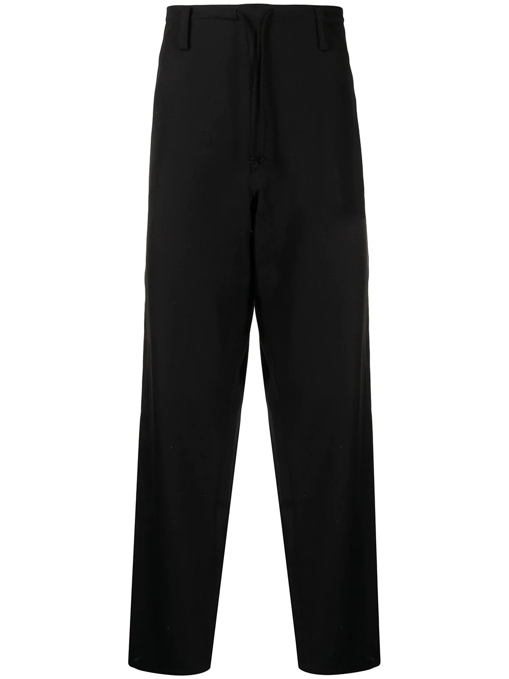 drawstring-waist wool straight-leg trousers - 1