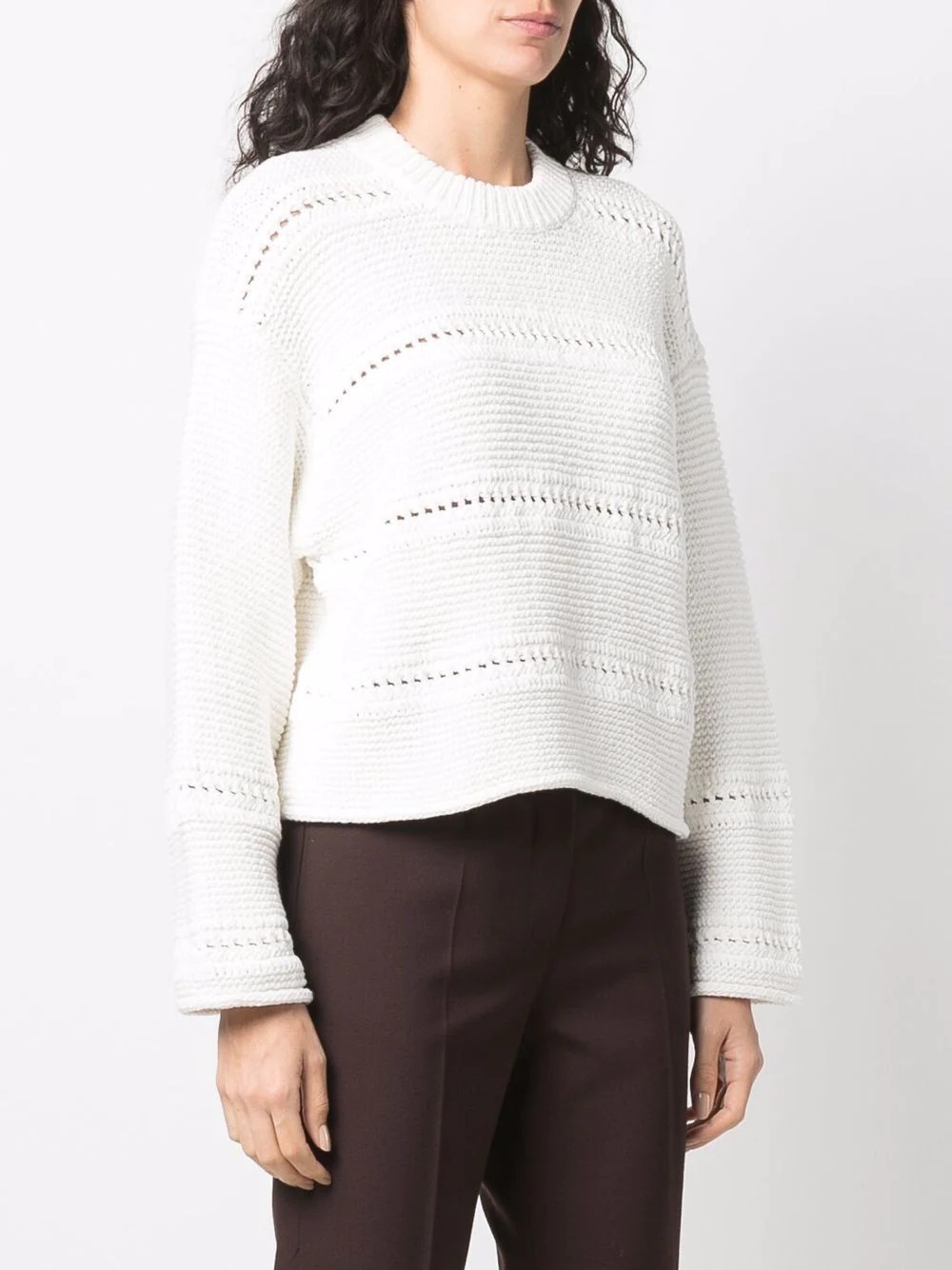 cropped open-knit jumper - 4