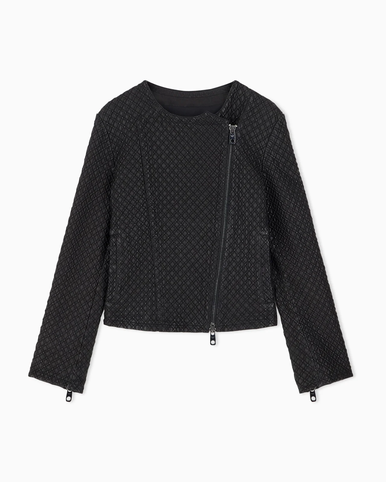 BIKER JACKET IN NAPPA LEATHER WITH DIAMOND EMBROIDERY - 1