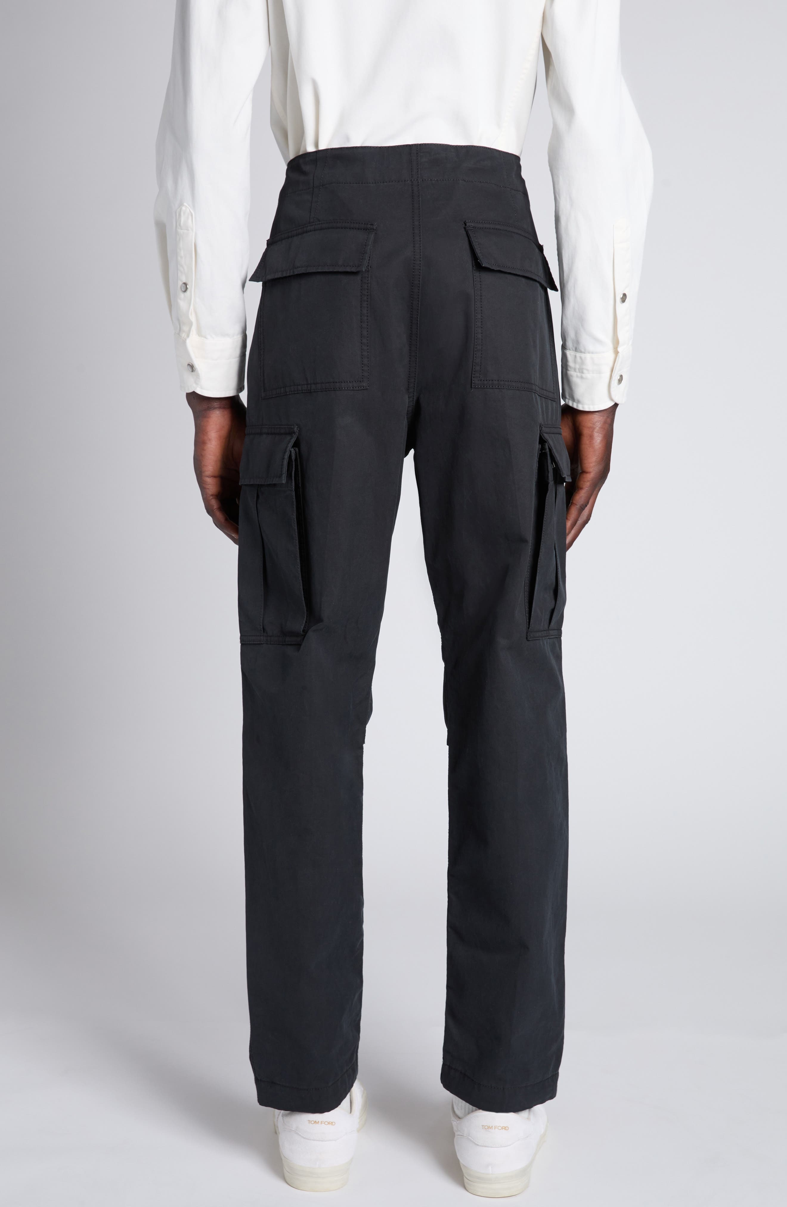 TOM FORD Enzyme Twill Cargo Pants in Lb999 Black at Nordstrom - 3