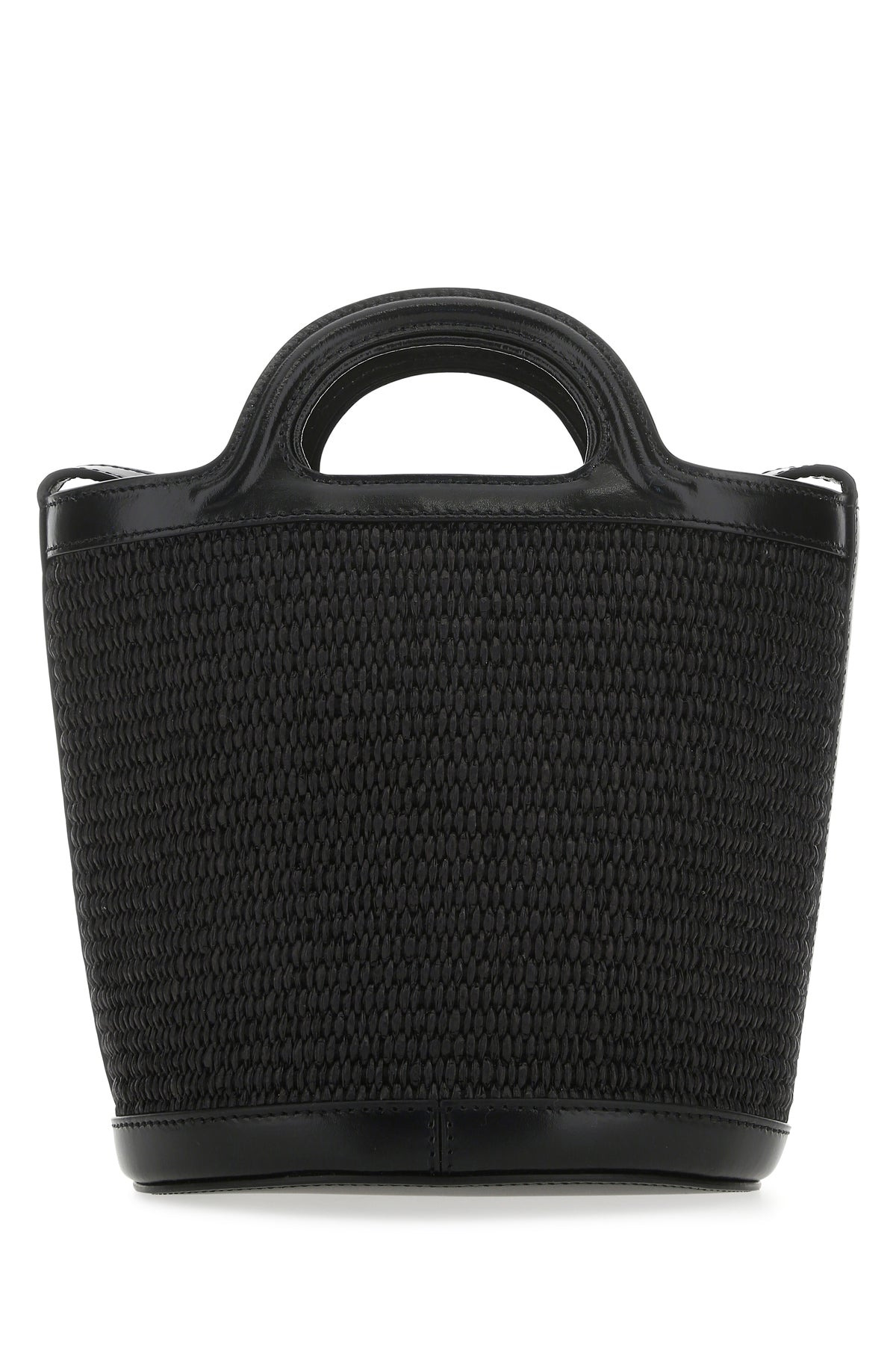 Black leather and raffia Tropicalia bucket bag - 3