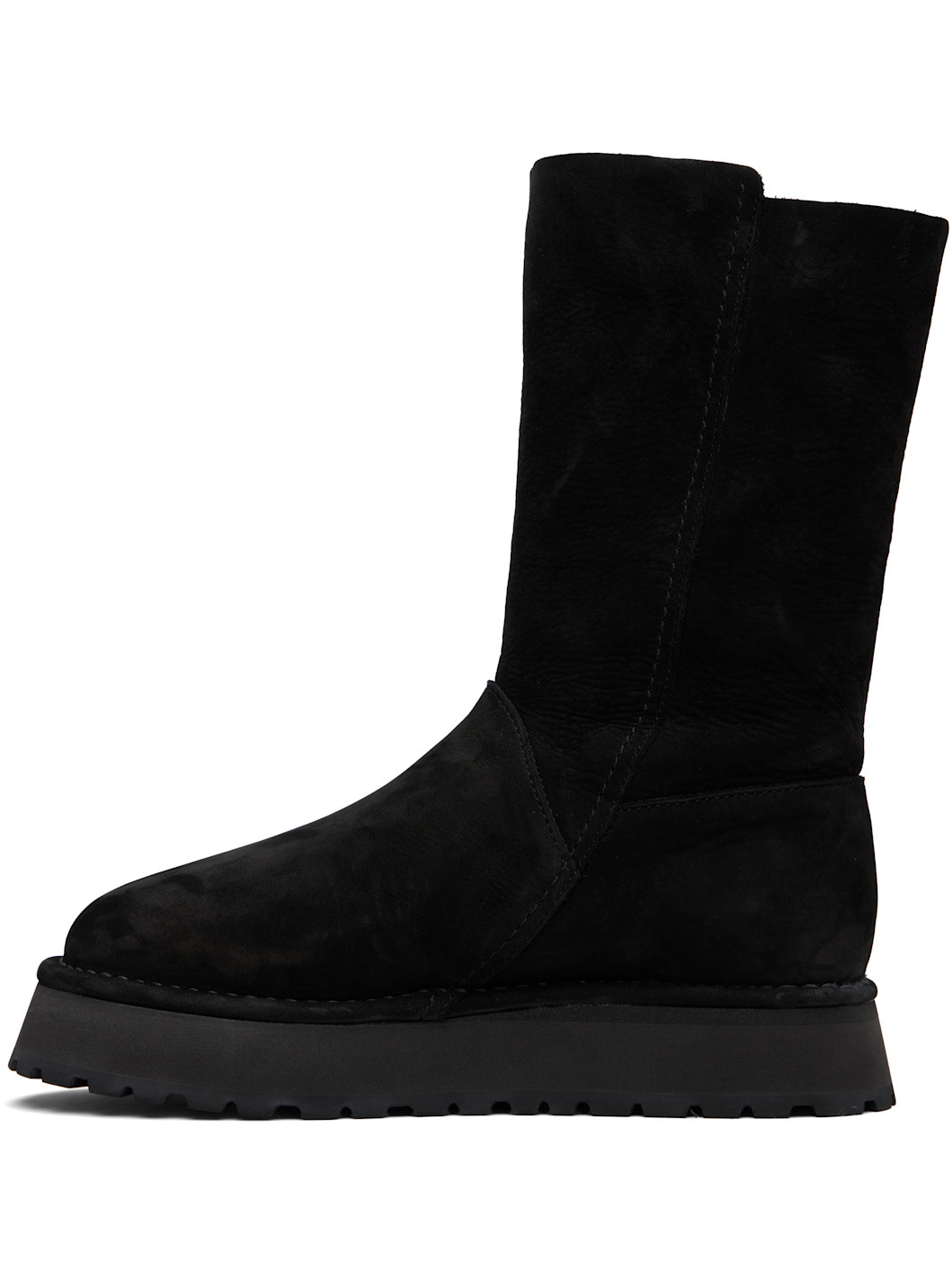 Black Nubuck Leather Slip-On Boots - 3