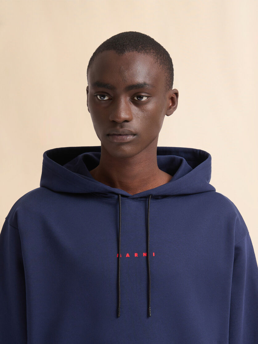 BLUE BIO COTTON HOODIE WITH MARNI PRINT - 4