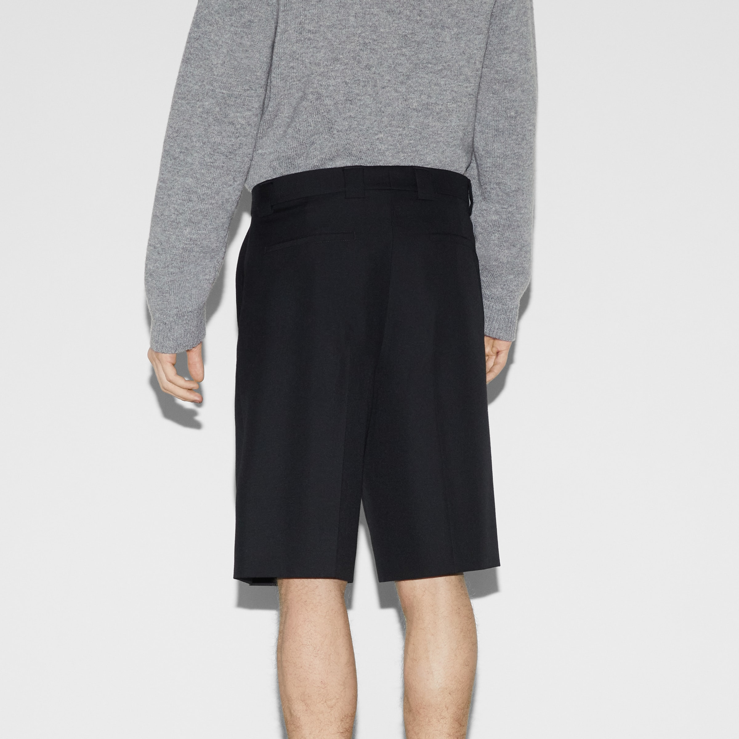Wool blend twill short with Web - 4