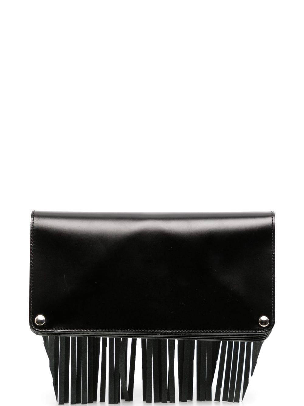 stud-embellished fringed leather wallet - 2