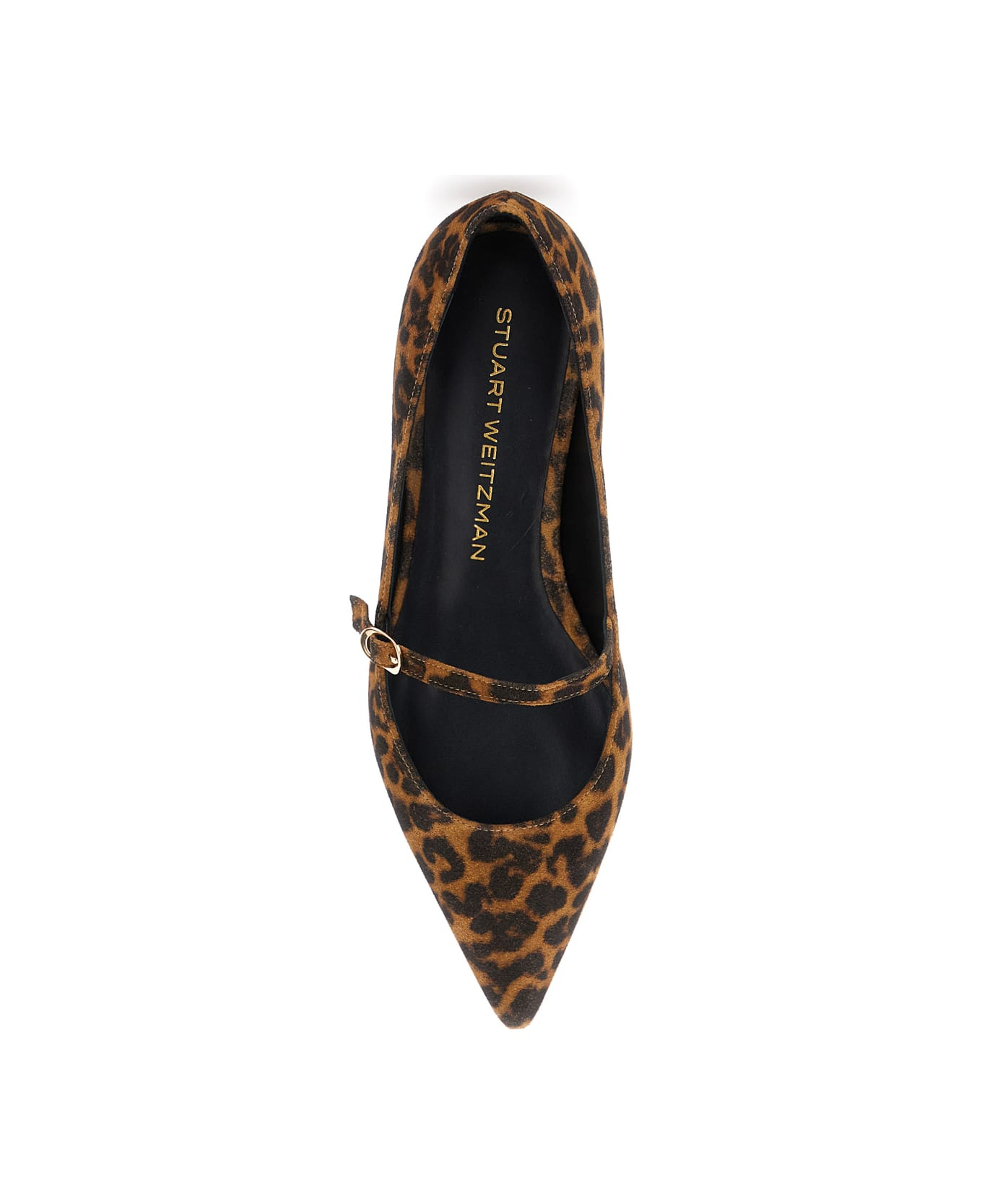 'emilia' Brown Ballet Shoes With Adjustable Strap Closure And All-over Leopard Motif In Suede Woman - 4