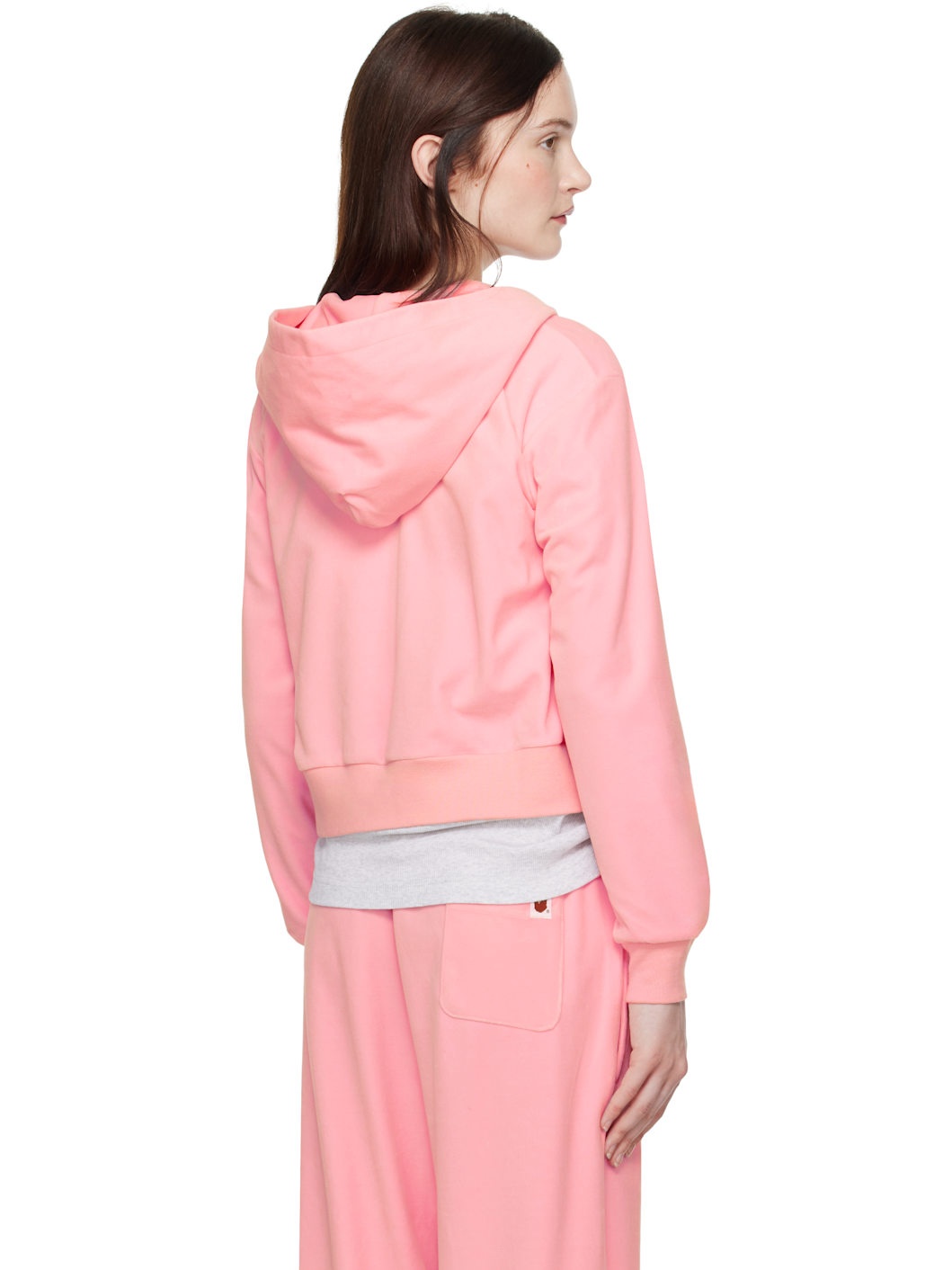 Pink Crystal Stone Ape Head Velour Hoodie - 3