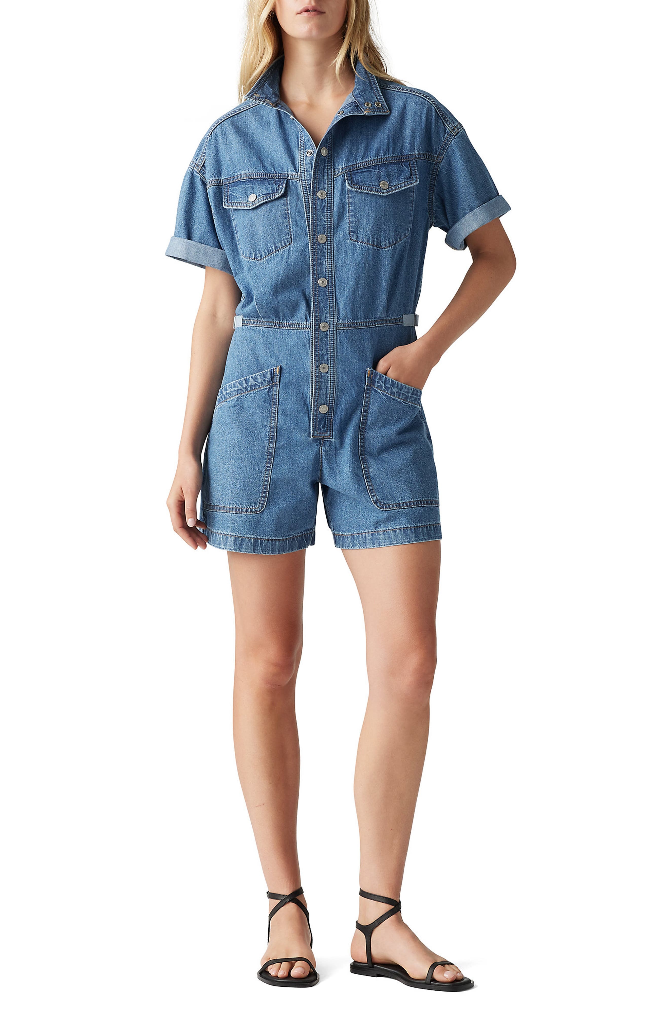 levi's Short Sleeve Denim Jumpsuit in Blue Joke at Nordstrom - 1