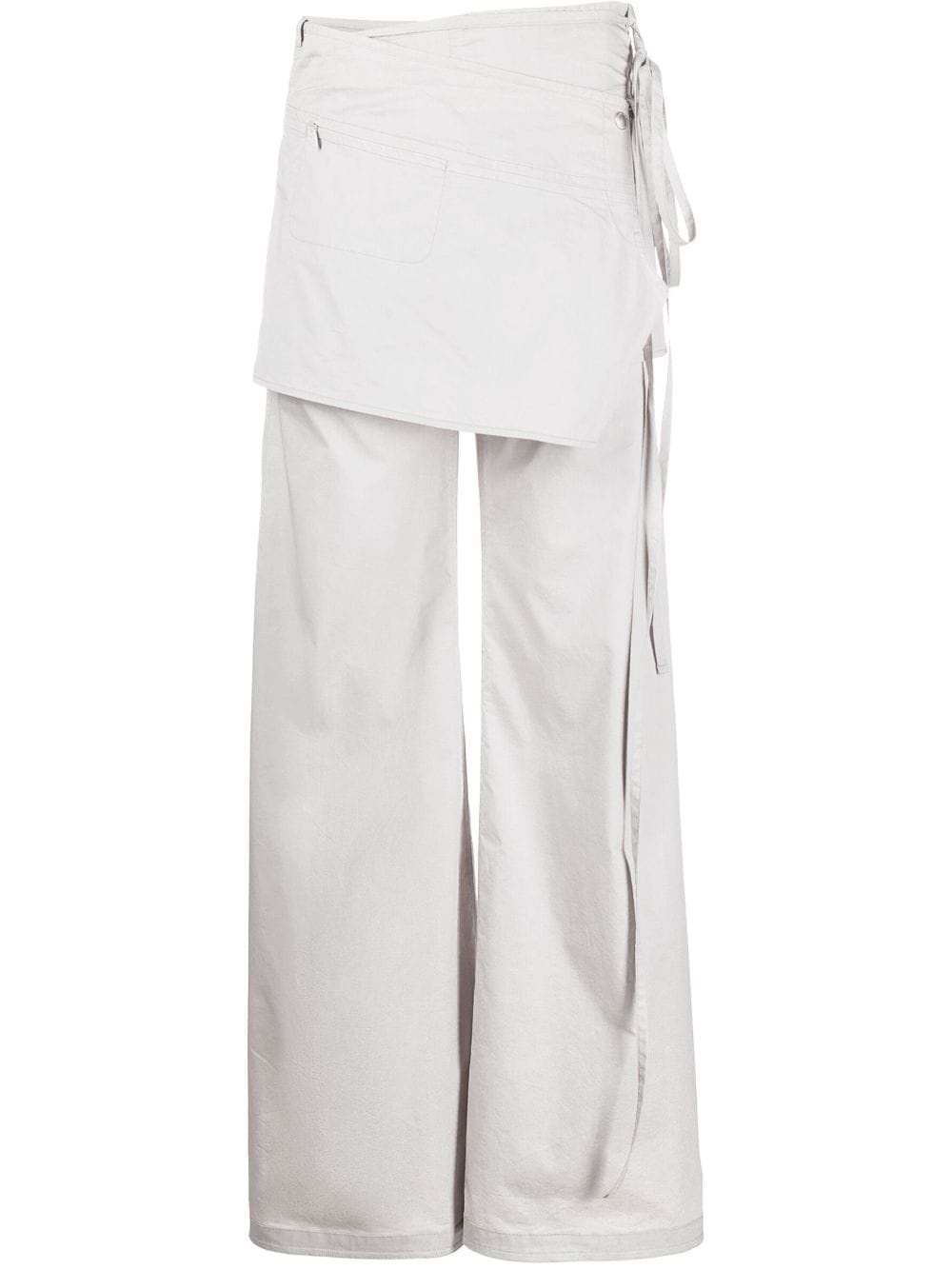 layered wide-leg skirt trousers - 1