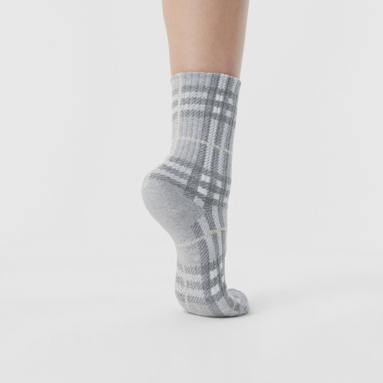 Check Intarsia Technical Stretch Cotton Socks - 3
