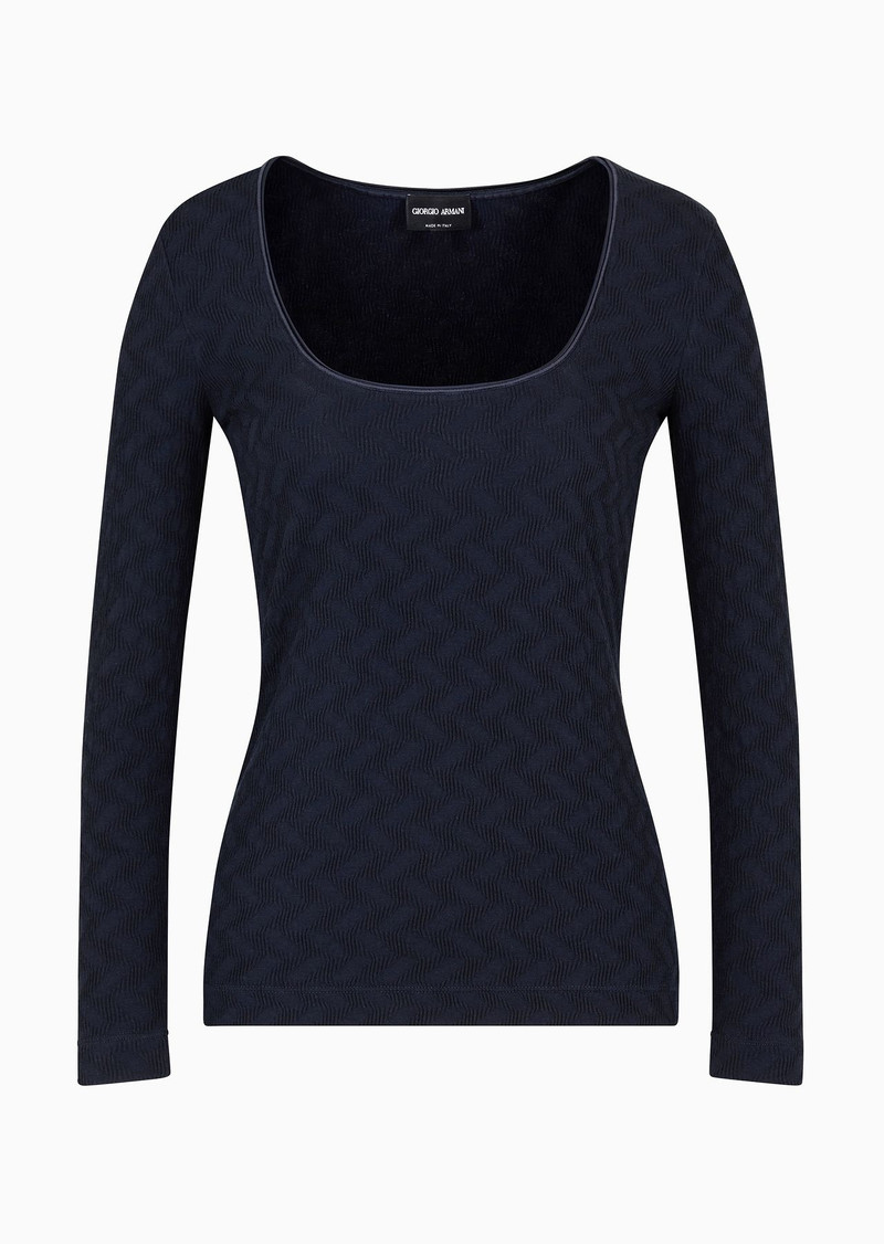 ASV crew-neck jumper in viscose and cashmere jacquard jersey 1