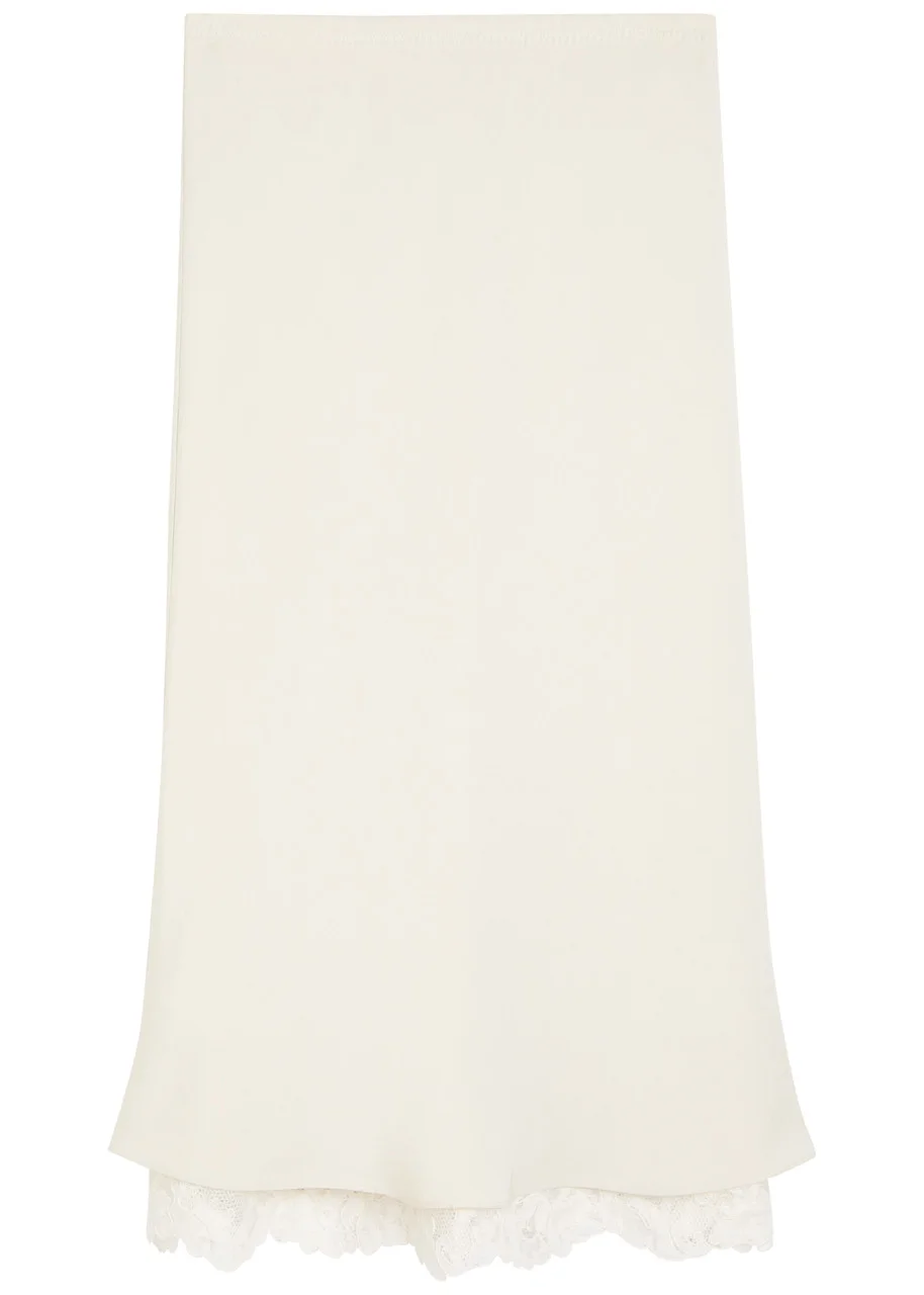 Maria Mcmanus Lace-hem Satin-twill Midi Skirt - 1