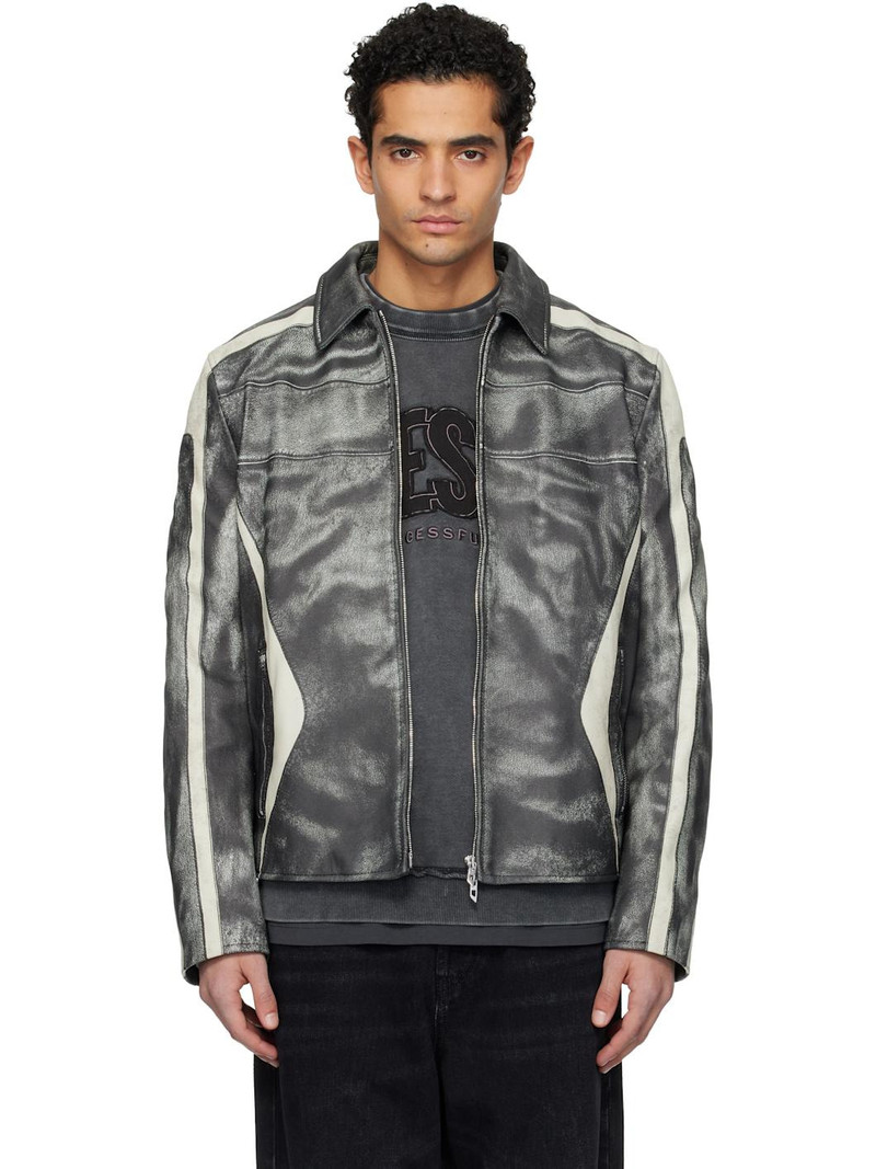 Black & Off-White L-Amar-Enbi Leather Jacket 1