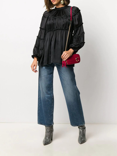 Zimmermann gathered satin balloon sleeve blouse outlook