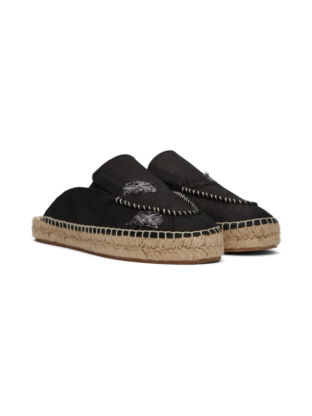 Black Embroidered Espadrilles - 4