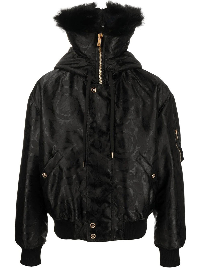 baroque-print shearling-lined jacket 1