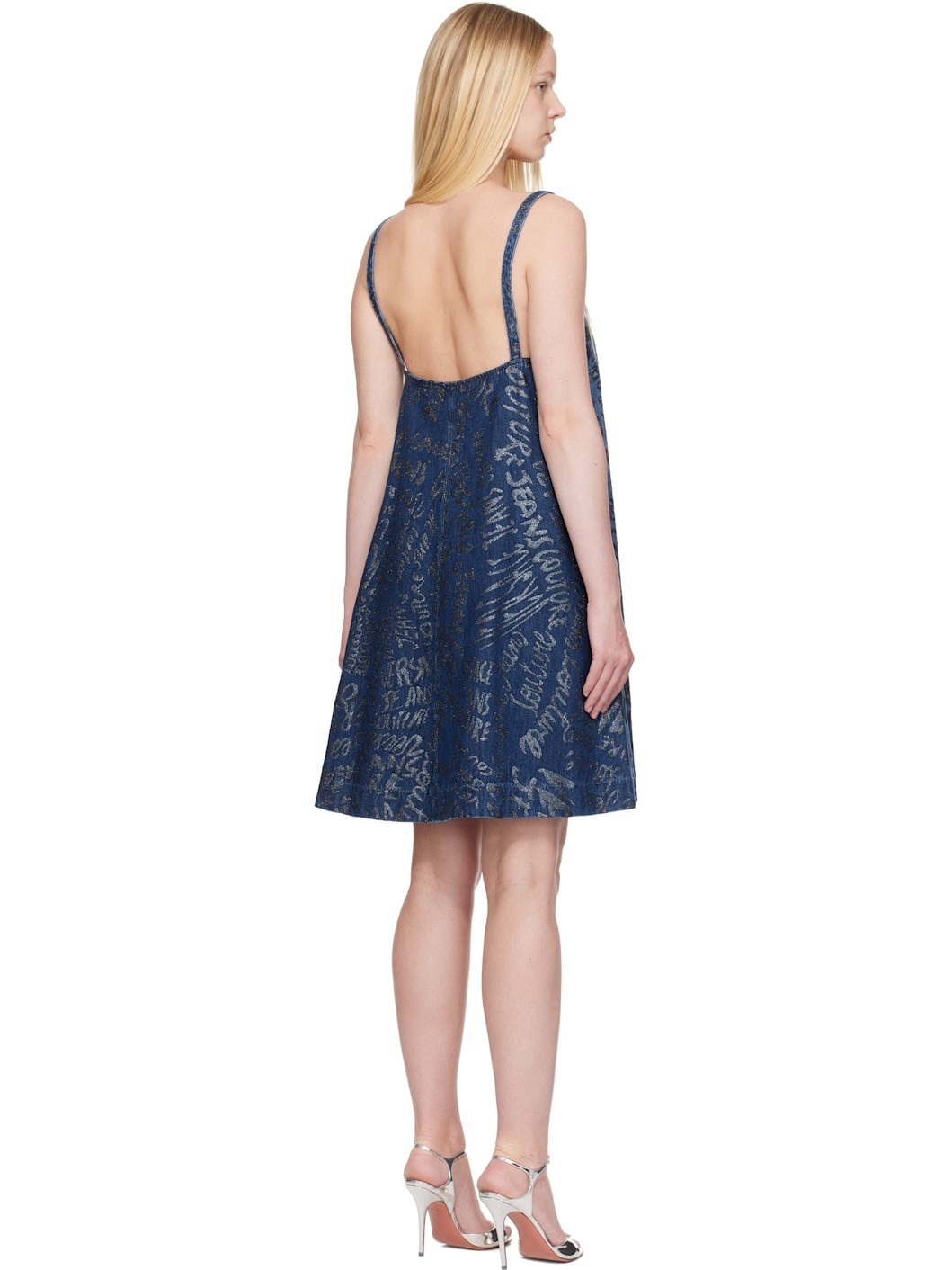 Blue Glitter Finish Minidress - 3