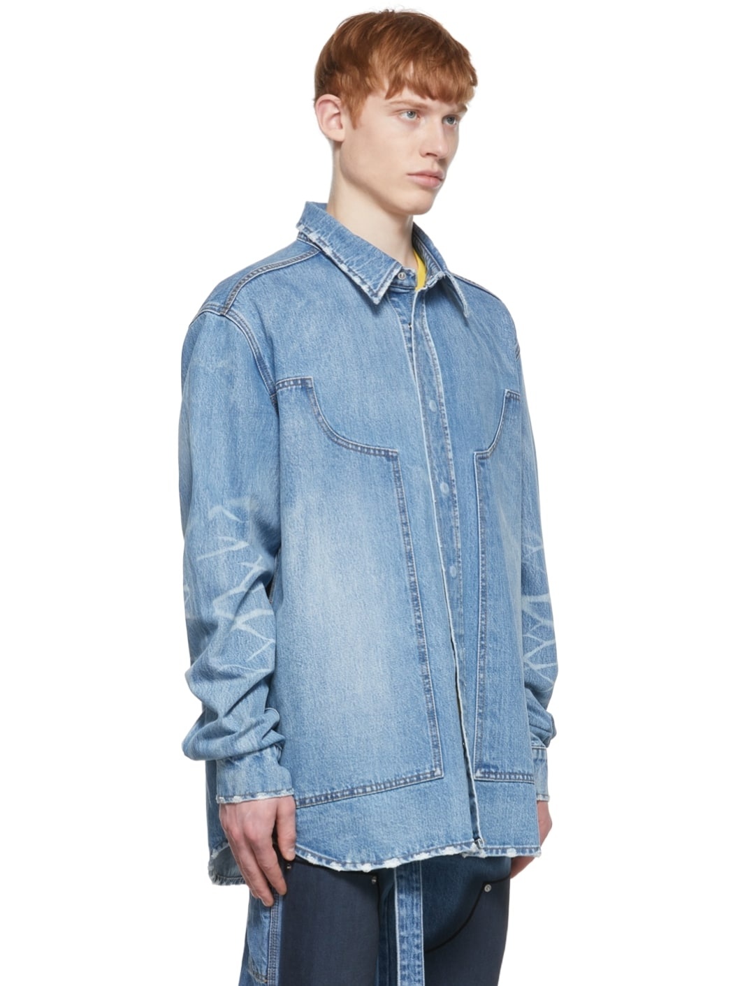 Blue Paneled Denim Jacket - 2