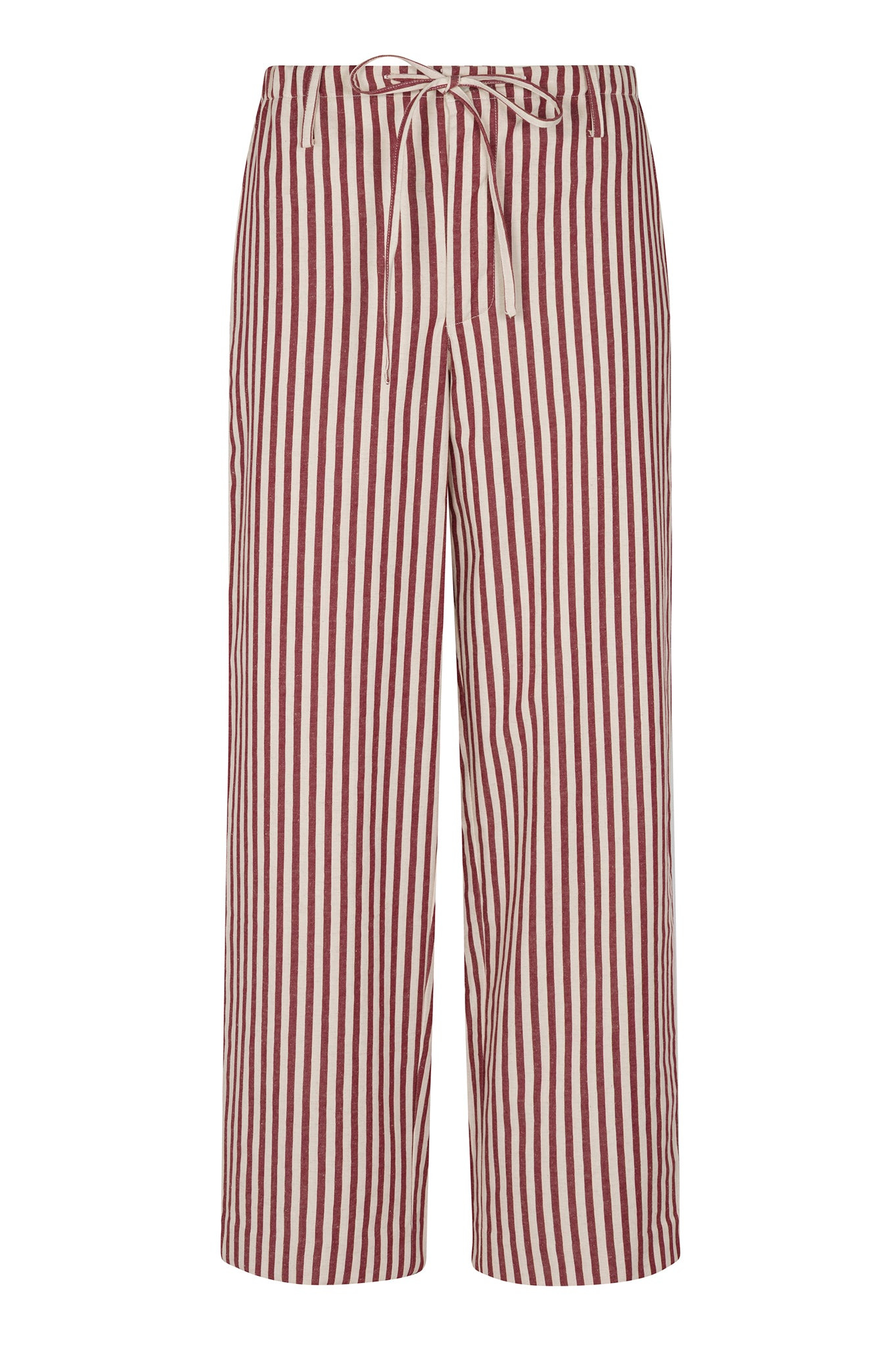 RUST-BEIGE STRIPED LINEN AMALFI PANTS - 4
