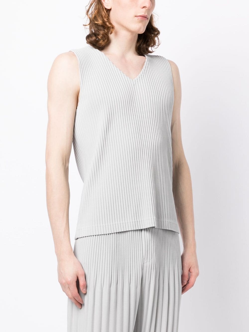 plissé V-neck tank top - 3