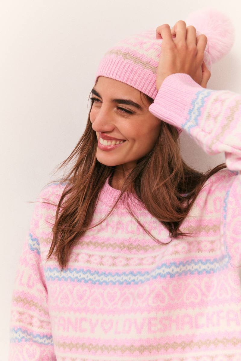 LoveShackFancy Sanibel Wool Fair Isle Beanie outlook