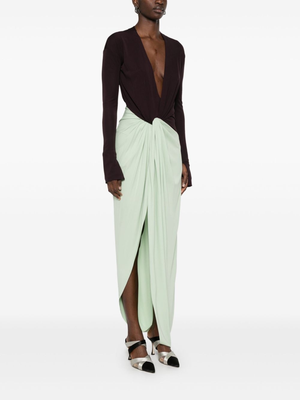 knot-detail jersey gown - 3