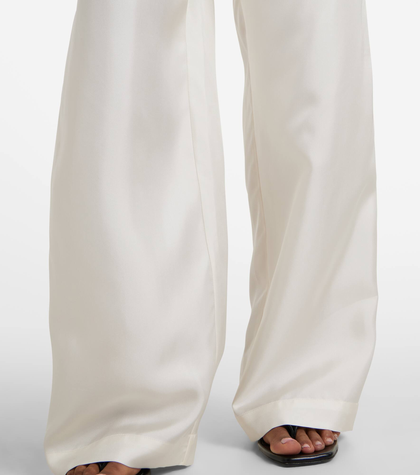 Silk satin wide-leg pants - 5