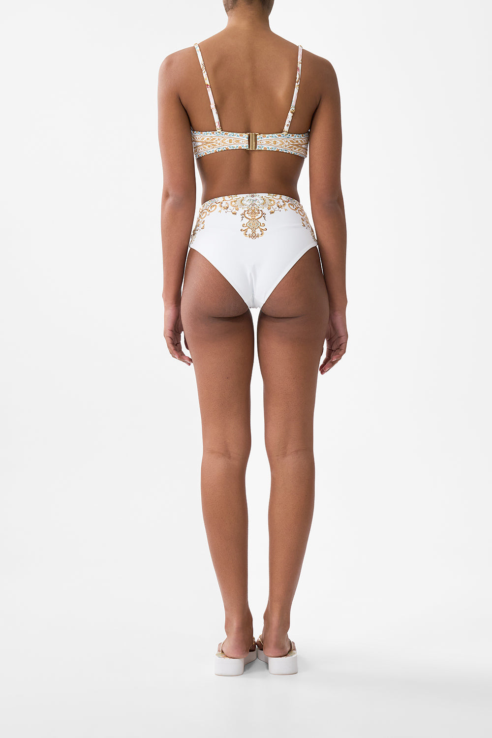 PLEATED HIGH TRIANGLE BIKINI TOP WITH FRONT TRIM - 3