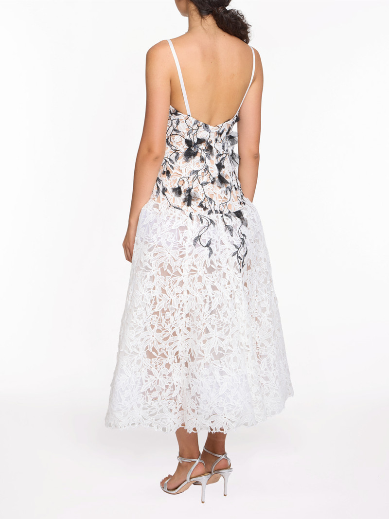 Marchesa LACE GUIPURE A-LINE MIDI DRESS outlook