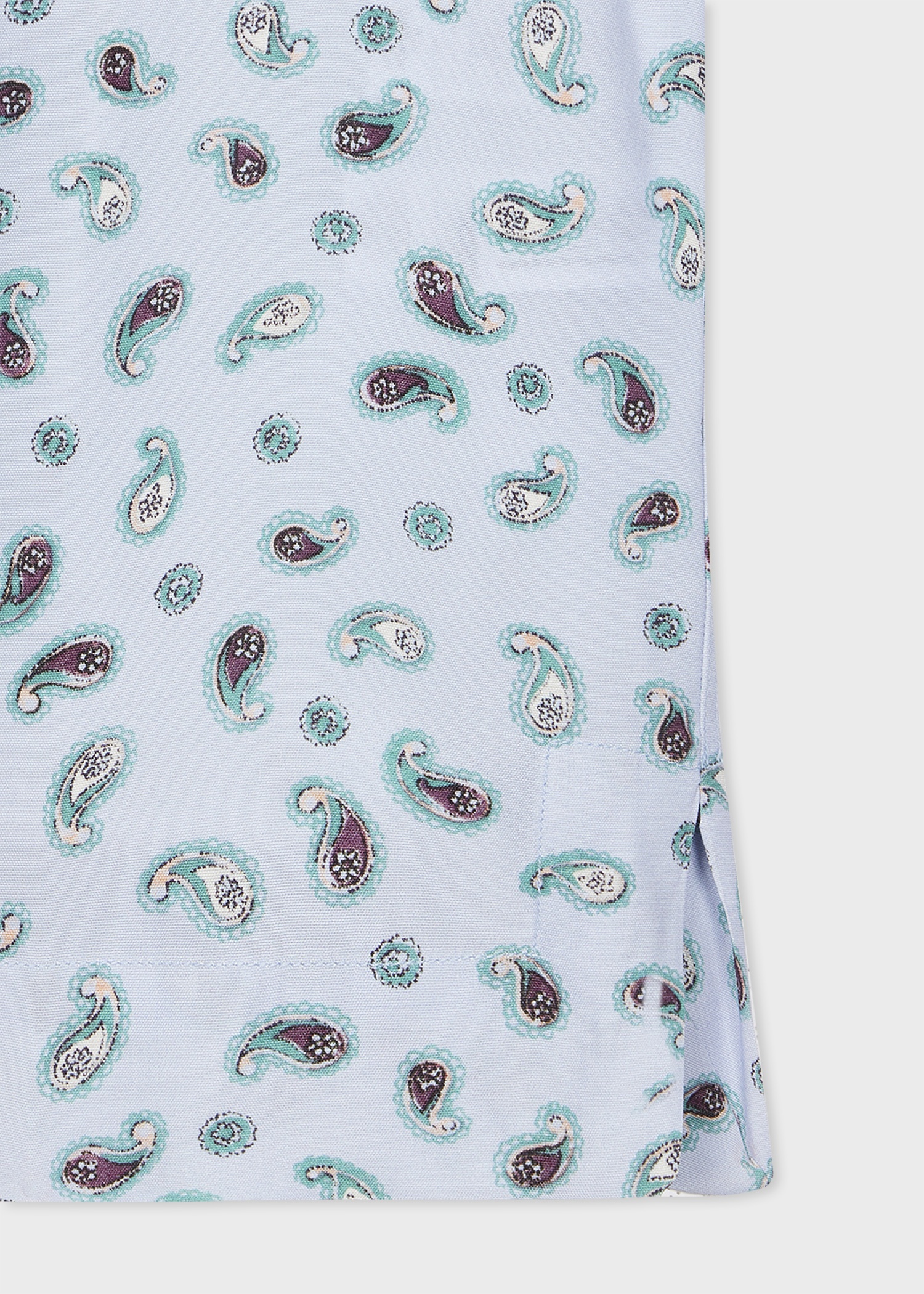 Sky Blue Paisley Print Short-Sleeve Shirt - 2