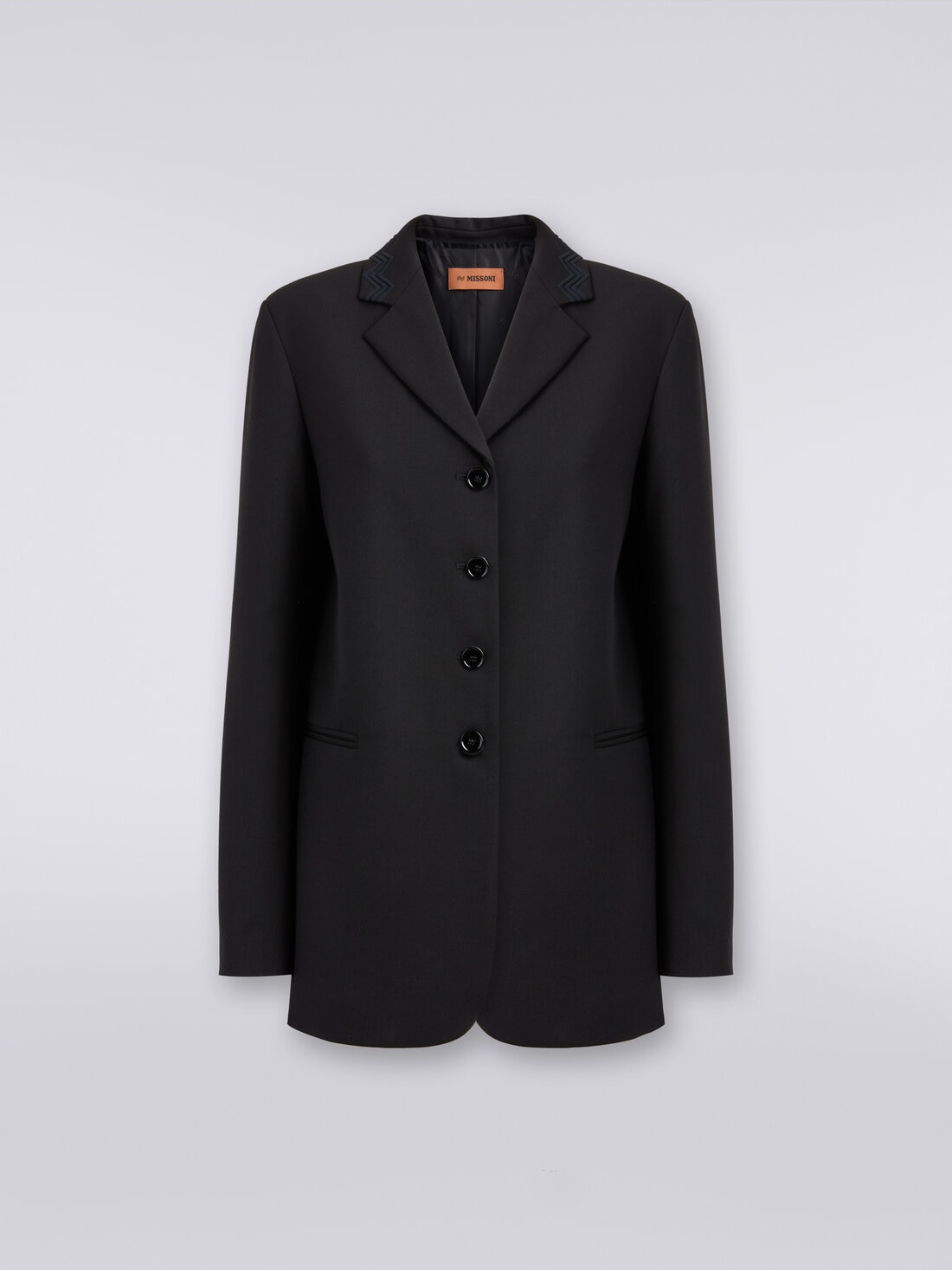 Wool blazer with zigzag embroidery - 1