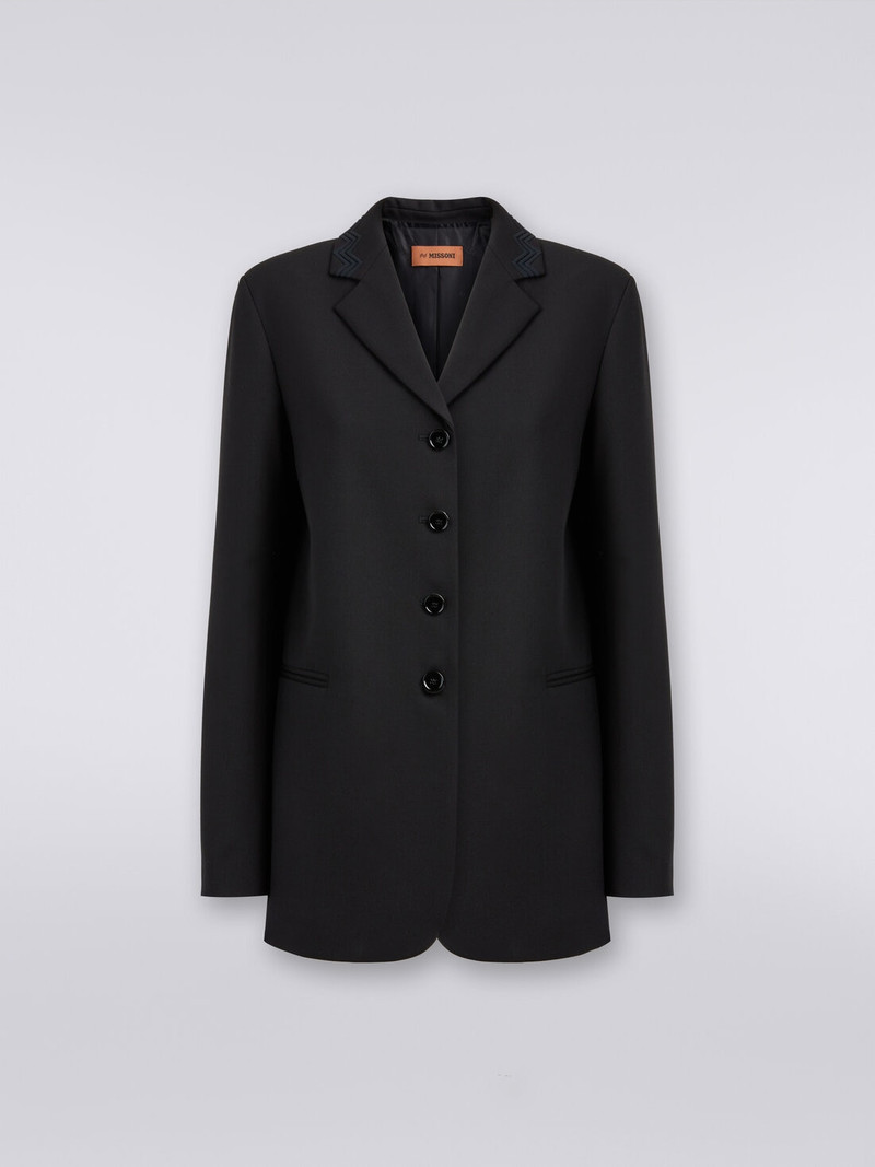 Wool blazer with zigzag embroidery 1