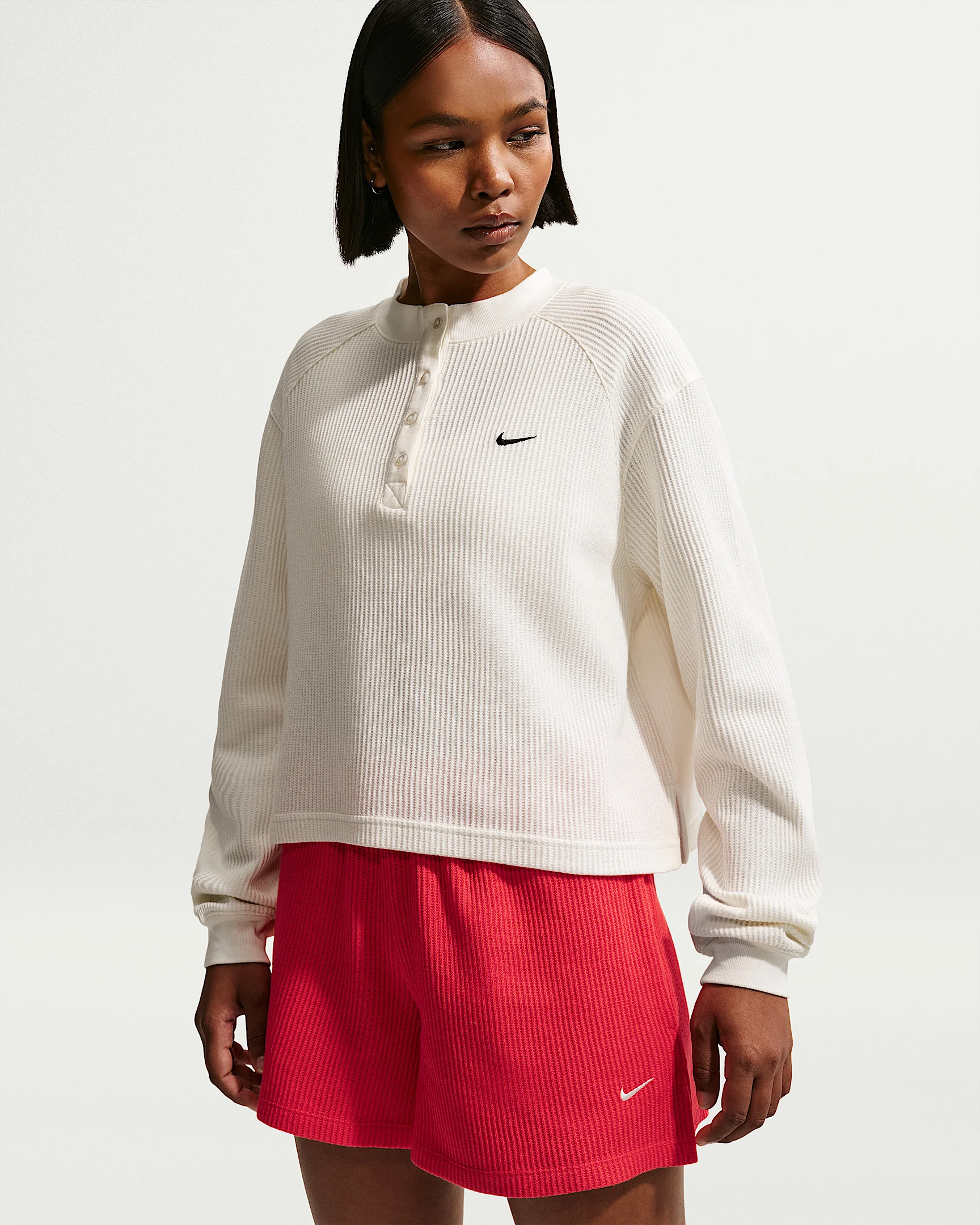 Nike Sportswear Chill Waffle Women's Oversized Long-Sleeve Henley Top - 1