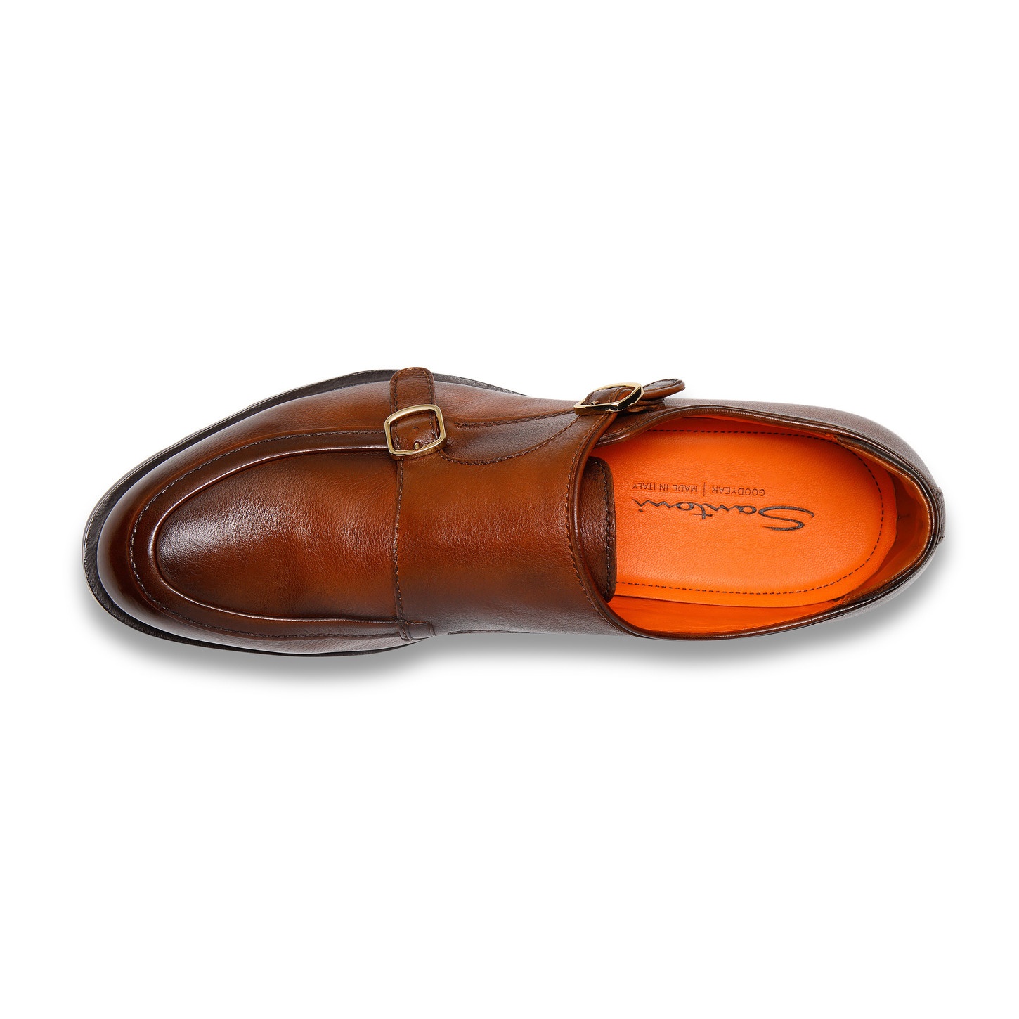Men's brown leather double-buckle shoe - 5