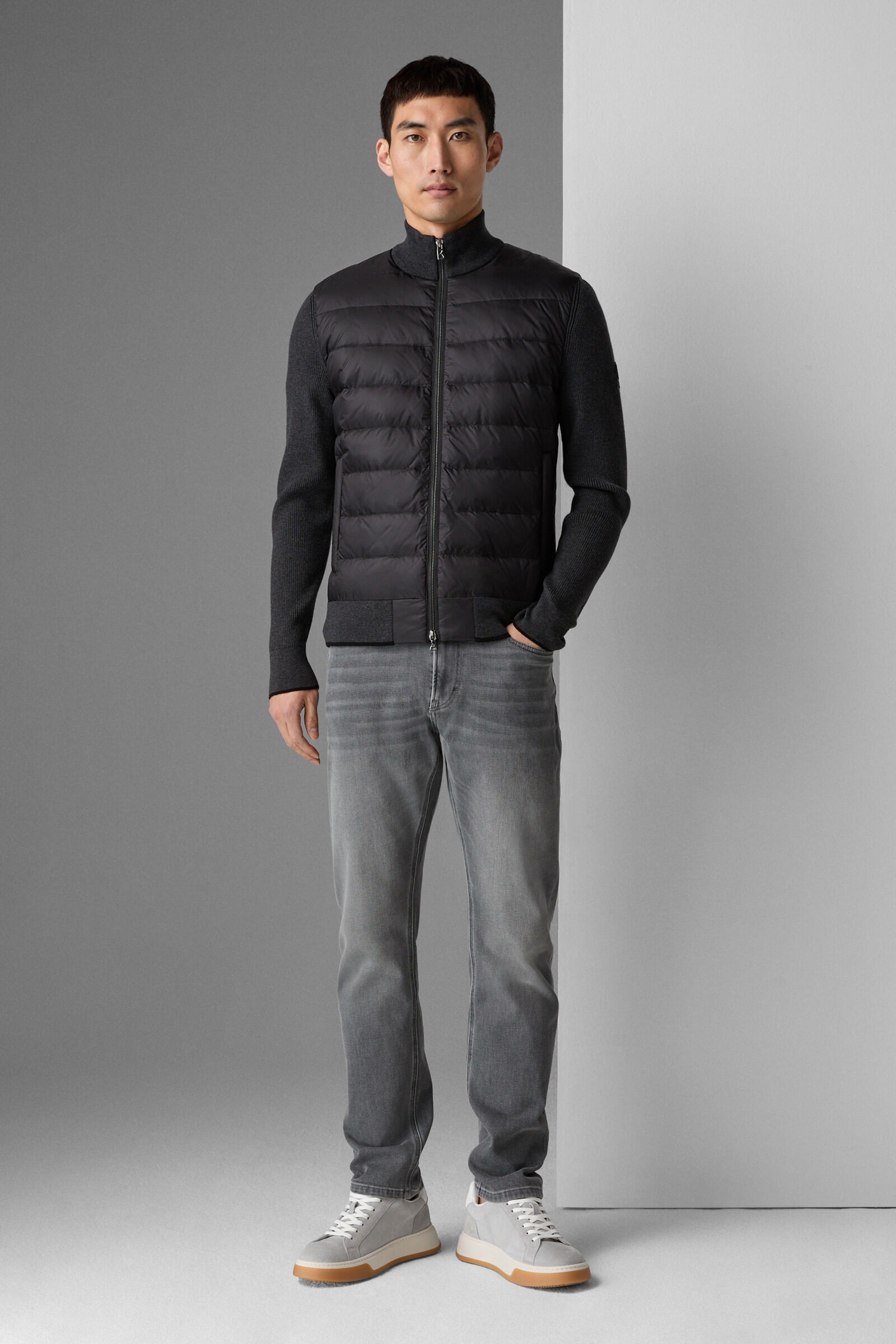 Renee Hybrid knit jacket in Black/anthracite - 4