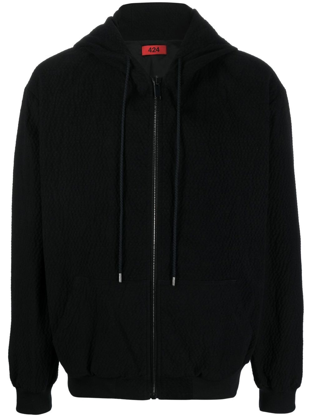 textured logo-embroidered hoodie - 1