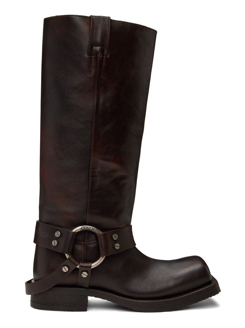 SSENSE Exclusive Brown Stirrup High Boots 1