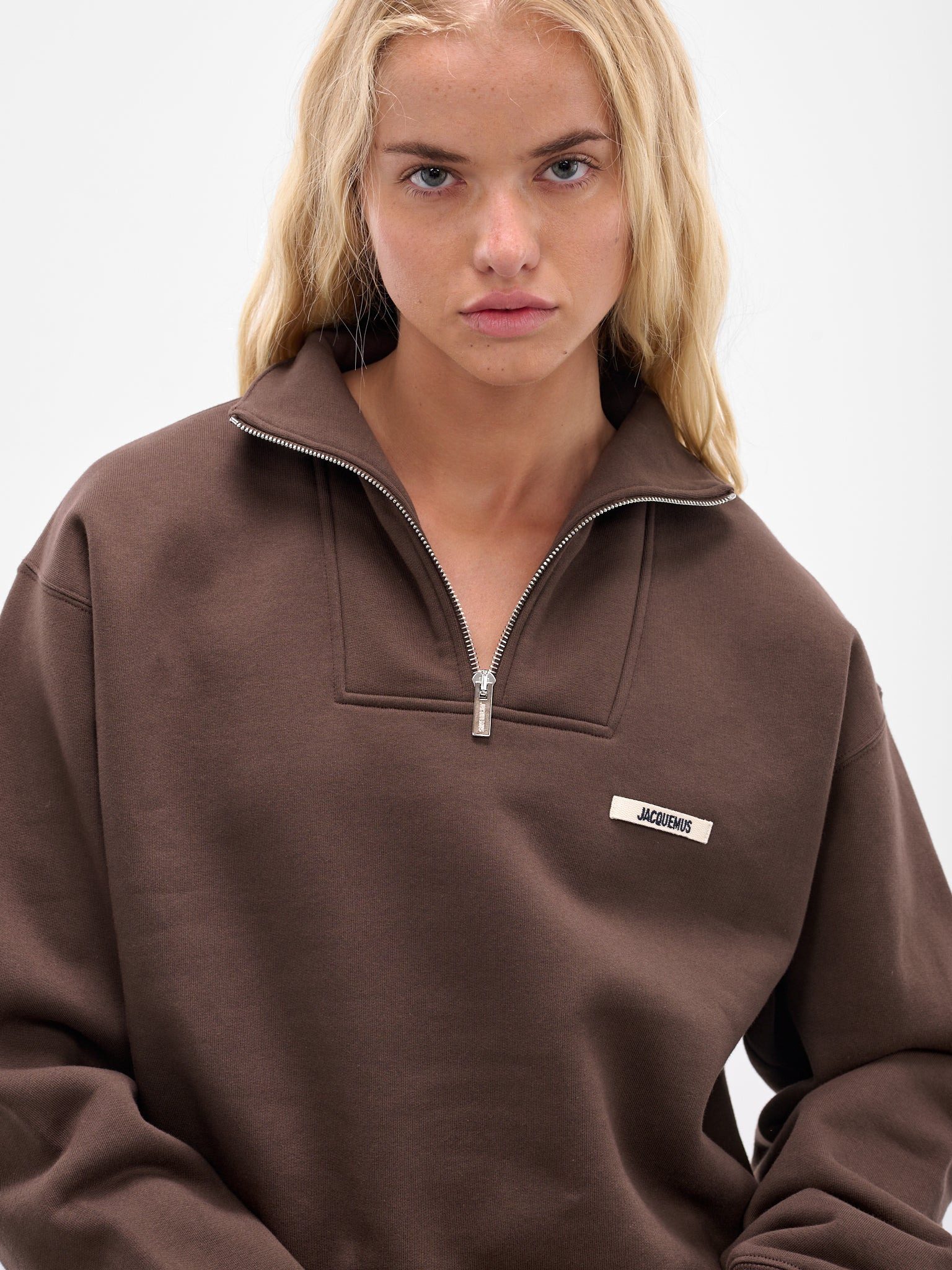 The Brown Zip Neck Sweatshirt - 5
