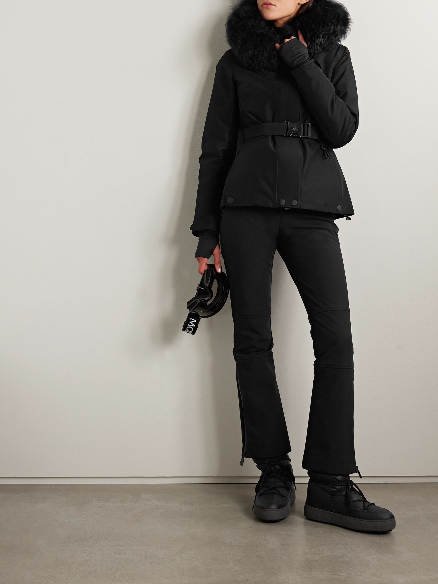Laplance shearling-trimmed belted GORE-TEX down jacket Black - 2